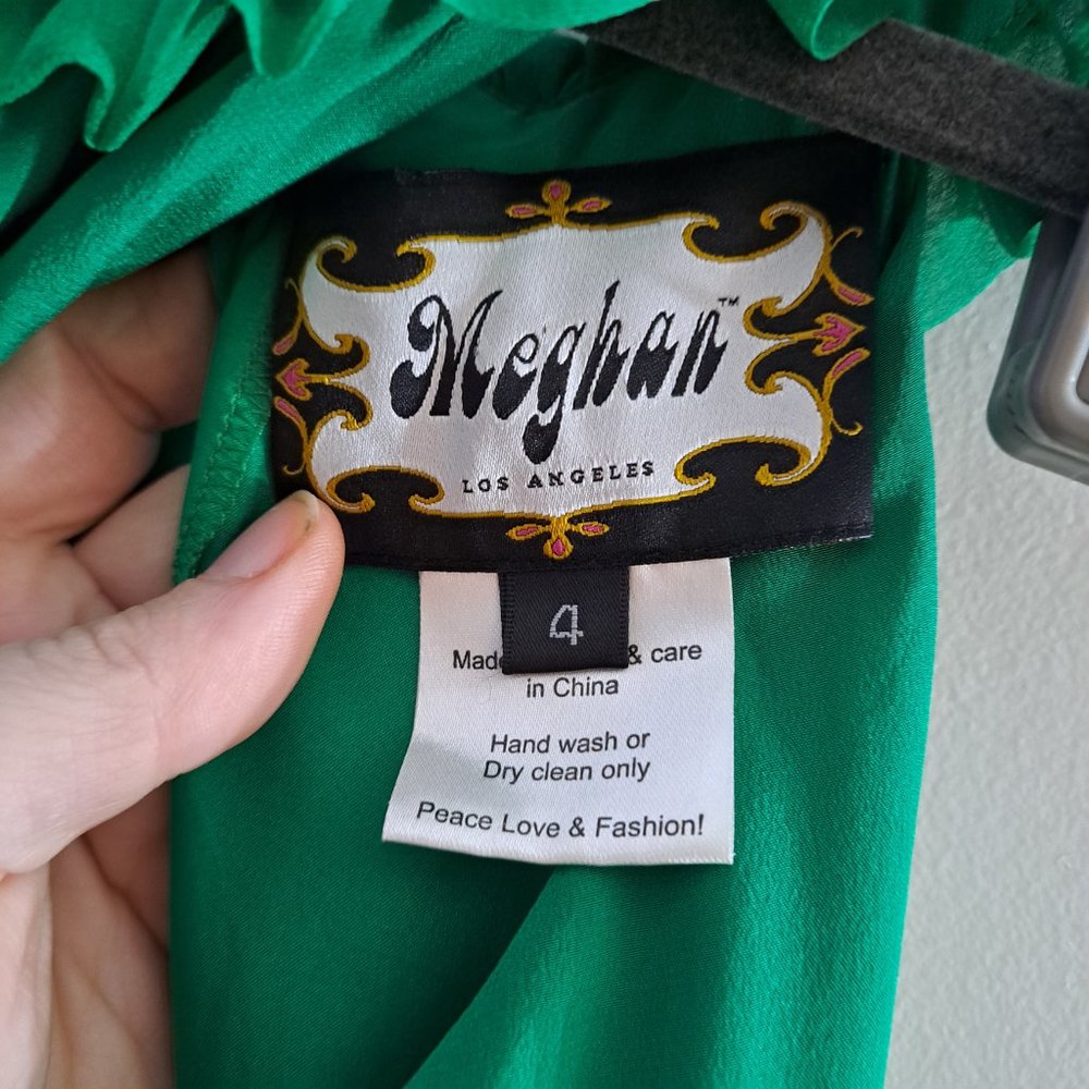 MEGHAN LA Green Silk Halter Dress - Picture 5 of 9